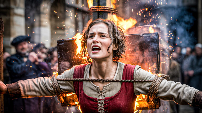 The brutal burning of Joan of Arc on a stake